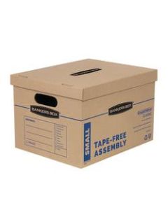 Bankers Box SmoothMove Classic Moving Boxes, Small, 10in x 12in x 15in, 85% Recycled, Kraft/Blue, Pack Of 15