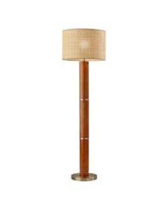 Adesso Napa Floor Lamp, 62-1/4inH, Natural Rattan Shade/Antique Brass Base