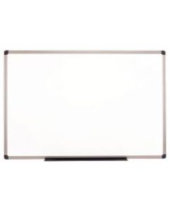 Realspace Porcelain Magnetic Dry-Erase Whiteboard, 24in x 36in, Aluminum Frame With Titanium Color Finish