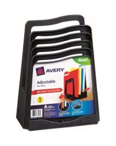 Avery Adjustable File Rack - 5 Compartment(s) - 11.5in Height x 8in Width x 10.5in Depth - Desktop - Black - Plastic - 1Each