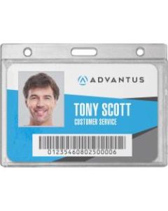 Advantus Frosted Horizontal Rigid ID Holder - Support 3.38in x 2.13in Media - Horizontal - Plastic - 25 / Box - Frosted