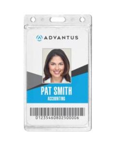 Advantus Frosted Vertical Rigid ID Holder - Support 2.13in x 3.38in Media - Vertical - Plastic - 25 / Box - Frosted