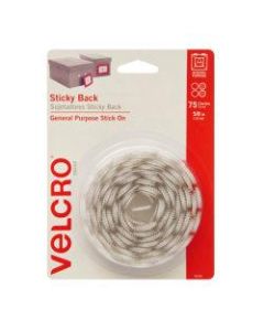 VELCRO Brand STICKY BACK Fasteners, Coins, 5/8in, White, Pack Of 75