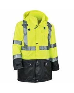 Ergodyne GloWear 8365BK Type-R Class 3 Rain Jacket, 4X, Black/Lime