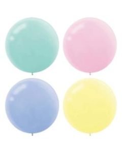 Amscan Latex Balloons, 24in, Assorted Pastel Colors, 4 Balloons Per Pack, Set Of 3 Packs