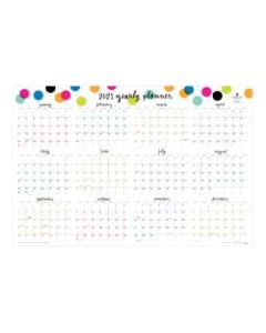 Blue Sky Ampersand Polka Dots Reversible Laminated Monthly Wall Calendar, 36in x 24in, July 2020 To June 2021 / January To December 2021, 102487-A