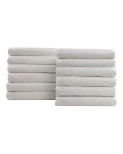 1888 Mills Lotus Satin Stripe Twin Flat Sheets, 72in x 120in, White, Pack Of 24 Sheets