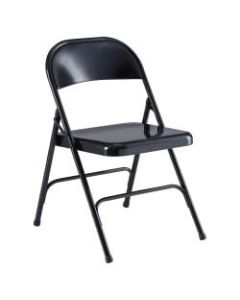 Lorell Metal Folding Chair, Black, Set Of 4