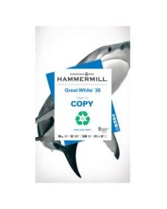 Hammermill Great White Copy Paper, Legal Size (8 1/2in x 14in), 20 Lb, 30% Recycled, Ream Of 500 Sheets