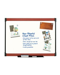 FORAY Porcelain Magnetic Dry-Erase Whiteboard, 48in x 72in, Mahogany Finish Frame