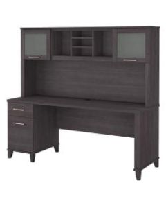 Bush Furniture Somerset 72inW Office Desk With Hutch, Storm Gray, Standard Delivery