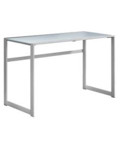 Monarch Specialties Computer Desk With Tempered Glass Top, White/Silver