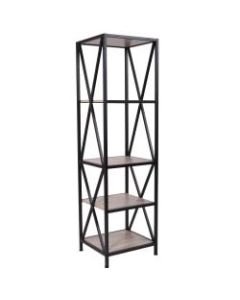 Flash Furniture 61inH 4-Shelf Cross Brace Bookcase, Sonoma Oak
