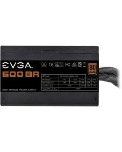 EVGA 600BR Power Supply - Internal - 120 V AC, 230 V AC Input - 3.3 V DC @ 24 A, 5 V DC @ 20 A, 12 V DC @ 50 A, 5 V DC @ 3 A, 12 V DC @ 300 mA Output - 600 W - 1 +12V Rails - 1 Fan(s) - ATI CrossFire Supported - NVIDIA SLI Supported - 85% Efficiency