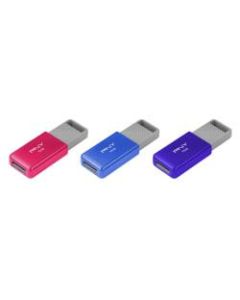 PNY USB 2.0 Flash Drives, 16GB, Assorted, Pack Of 3