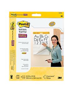 Post-it Super Sticky Wall Pads, 20in x 23in, White, Primary Ruled, Pack Of 2 Pads