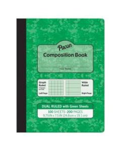 Pacon Wide-Ruled Composition Book, 9 7/8in x 7 1/2in, Quadrille Ruled, Green, Pack Of 24