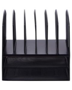 Lorell Steel Horizontal/Vertical Mesh Desk Organizer, Black