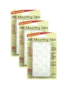 Miller Studio Removable Magic Mounts, Tabs, 1/2in x 1/2in, White, 480 Tabs Per Pack, Set Of 3 Packs