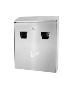 Alpine All-In-1 Rectangular Steel Wall-Mounted Cigarette Disposal Station, 13inH x 10-1/2inW x 3-1/2inD, Stainless Steel