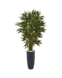 Nearly Natural 6-1/2ftH Bamboo Tree With Cylinder Planter, Gray/Green