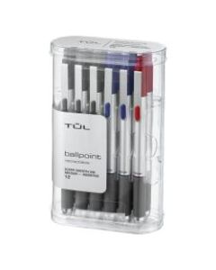 TUL BP3 Retractable Ballpoint Pens, Medium Point, 1.0 mm, Silver Barrel, Assorted Ink Colors, Pack Of 12 Pens