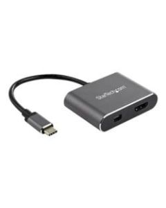 StarTech.com USB C Multiport Video Adapter - 4K 60Hz USB-C to HDMI 2.0 or Mini DisplayPort 1.2 Monitor Display Adapter - HBR2 HDR