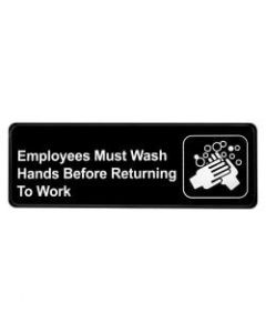 Alpine "Employees Must Wash Hands Before Returning to Work" Sign, 3in x 9in, Black/White
