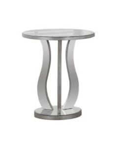 Monarch Specialties Janis Accent Table, 24inH x 20inW x 20inD, Brushed Silver