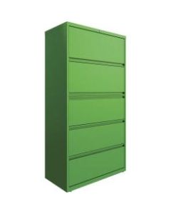 Lorell 36inW Lateral 5-Drawer File Cabinet, Metal, Green