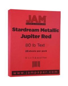 JAM Paper Printer Paper, Letter Size (8 1/2in x 11in), 80 Lb, Red Metallic, Ream Of 25 Sheets