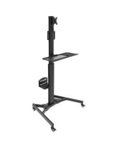 Mount-It MI-7985 Adjustable Mobile Workstation With Single Monitor Mount, 42-1/2inH x 21inW x 7inD, Black