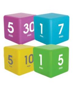 Datexx Time Cube Preset Timers, Blue/Green/Purple/Yellow, Pre-K - College, Pack Of 4