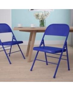 Flash Furniture HERCULES COLORBURST Metal Triple-Braced Folding Chair, Cobalt Blue