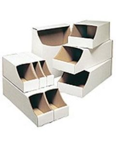 Office Depot Brand White Stackable Parts Bins, Small Size, 4 1/2in x 7in x 18in, Pack Of 50