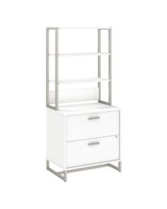 kathy ireland Office by Bush Business Furniture Method 30inW Lateral 2-Drawer File Cabinet With Hutch, White, Standard Delivery