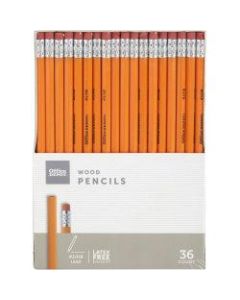 Office Depot Brand Wood Pencils, Unsharpened, #2 Medium Soft Lead, Pack Of 36