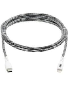 Tripp Lite M102-006-HD Heavy-Duty USB-C to Lightning Cable (M/M), 6 ft. - First End: 1 x Type C Male USB - Second End: 1 x 8-pin Lightning Male Proprietary Connector - 480 Mbit/s - MFI - 26/21 AWG - Black, White