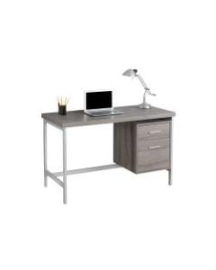 Monarch Specialties Contemporary Computer Desk , 2-Drawers, Dark Taupe/Silver