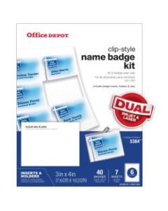 Office Depot Brand Top-Load Name Badge Holders, Clip-Style, 3in x 4in, Clear, Box Of 40