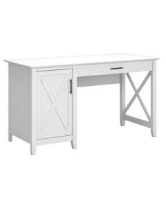Bush Furniture Key West 54inW Computer Desk With Storage, Pure White Oak, Standard Delivery