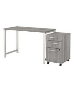 Bush Business Furniture 400 Series 48inW x 24inD Table Desk With 3-Drawer Mobile File Cabinet, Platinum Gray, Standard Delivery