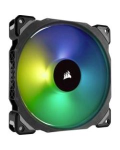 Corsair ML140 PRO RGB LED 140MM PWM Premium Magnetic Levitation Fan - Single Pack  - 5.51in Maximum Fan Diameter - 414.4 gal/min Maximum Airflow - 1200 rpm - 20.4 dB(A) Noise - Magnetic Levitation - 4-pin PWM - RGB LED - Plastic - 1 pc(s)