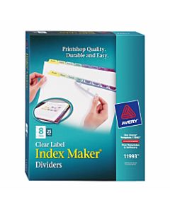 Avery Print & Apply Clear Label Dividers With Index Maker Easy Apply Printable Label Strip And Color Tabs, 8-Tab, Contemporary Multicolor, Box Of 25 Sets