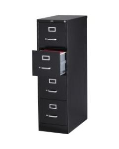 Lorell Fortress 26-1/2inD Vertical 4-Drawer Letter-Size File Cabinet, Metal, Black