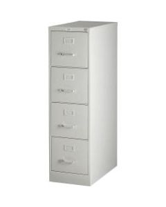 Lorell Fortress 25inD Vertical 4-Drawer Letter-Size File Cabinet, Metal, Light Gray