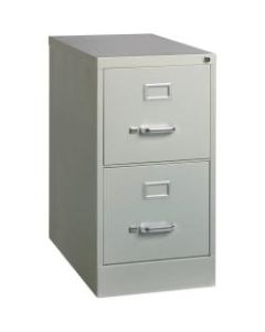 Lorell Fortress 25inD Vertical 2-Drawer Letter-Size File Cabinet, Metal, Light Gray