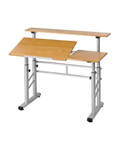 Safco Height-Adjustable Split-Level Drafting Table, Medium Oak