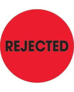 Tape Logic Preprinted Special Handling Labels, DL1263, Rejected, Round, 2in, Fluorescent Red, Roll Of 500
