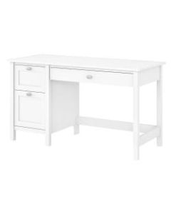 Bush Furniture Broadview Computer Desk With 2-Drawer Pedestal, Pure White, Standard Delivery